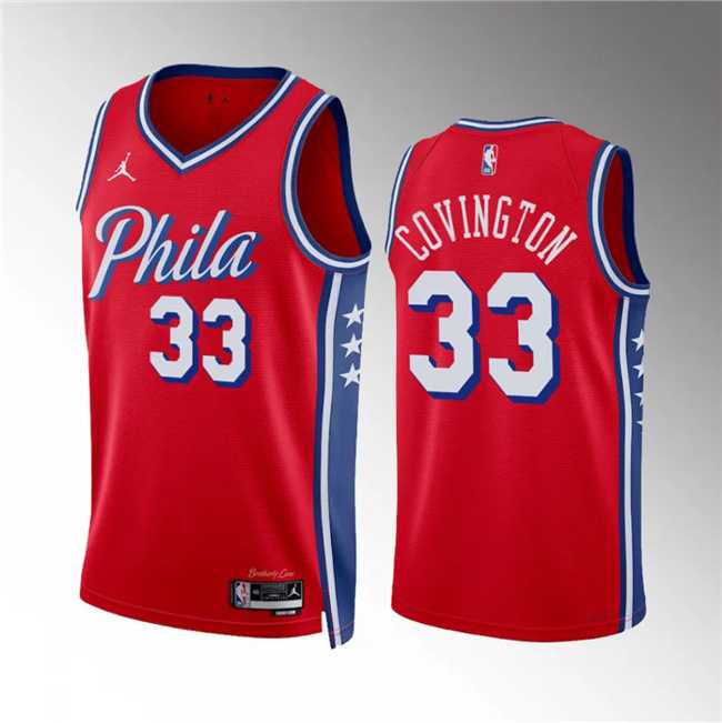 Mens Philadelphia 76ers #33 Robert Covington Red Statement Edition Stitched Jersey Dzhi->philadelphia 76ers->NBA Jersey